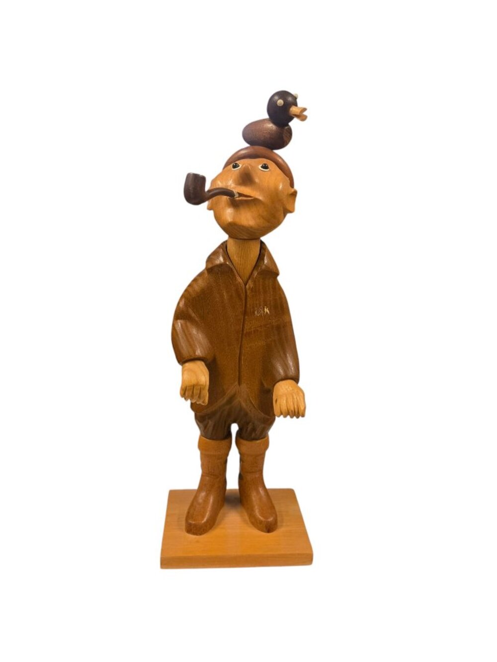The Hunter Wooden Sculpture Made in Italy Man Figurine Duck AS IS READ